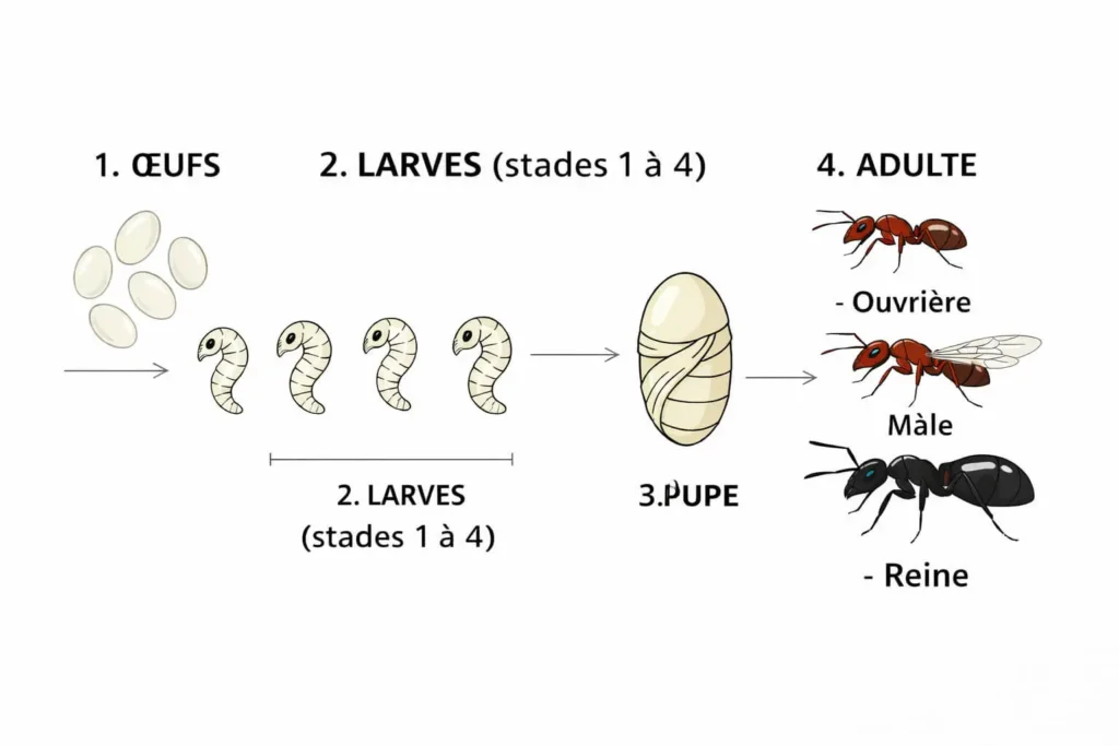 Cycle de vie de la fourmi charpentière