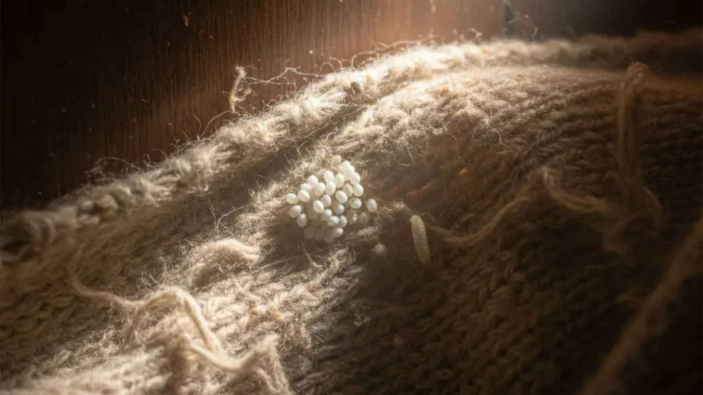 les œufs de mites des vêtements