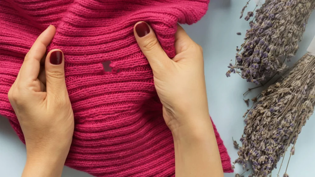 formes des trous sur les vêtements causé par la mite des vêtements