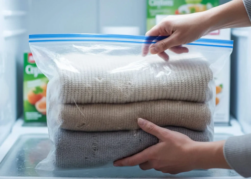 vêtements au congélateur pour tuer les insectes nuisibles