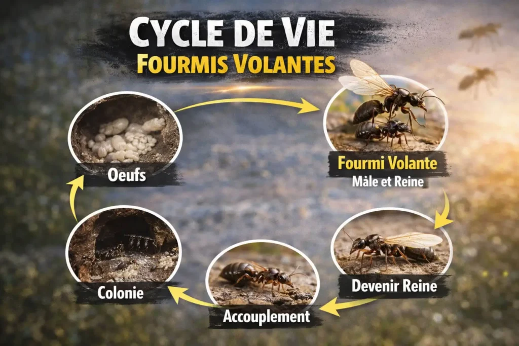Le cycle de vie des fourmis volantes